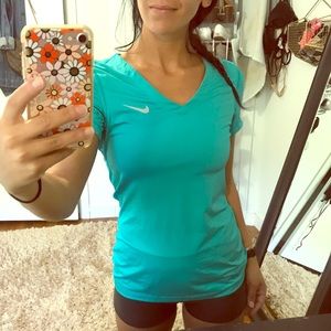 Teal Nike pro v-neck